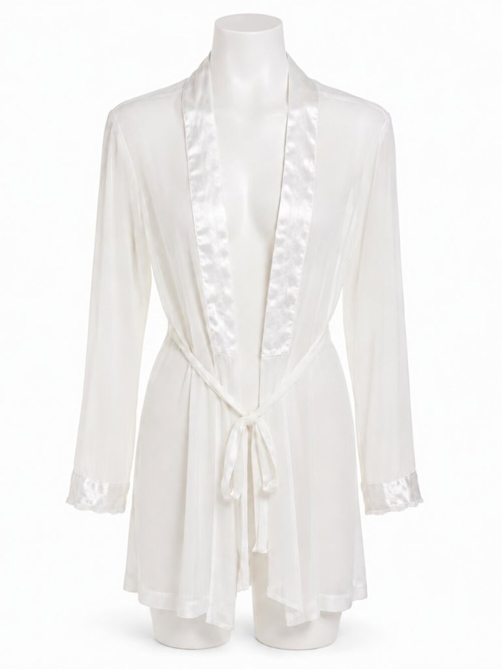 Morgan Taylor Intimates Ivory Sheer Peignoir Robe Women’s Approx M Bridal Linger
